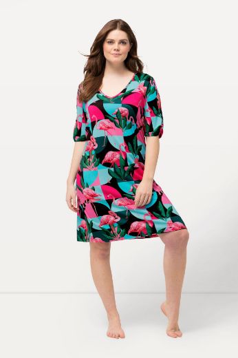 Plus size veliki brojevi Haljina kratkih rukava na V zrez za punije
