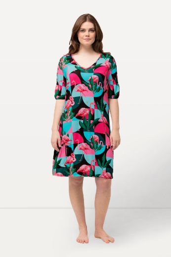 Plus size veliki brojevi Haljina kratkih rukava na V zrez za punije