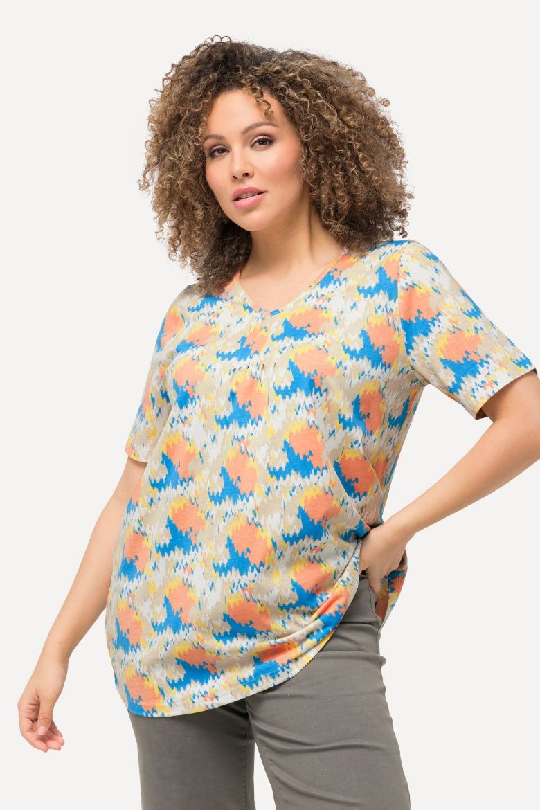 Plus size veliki brojevi Majica kratkih rukava V izrez A kroja za punije
