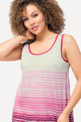 Plus size veliki brojevi Majica bez rukava na pruge šireg A kroja za punije