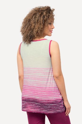Plus size veliki brojevi Majica bez rukava na pruge šireg A kroja za punije