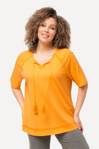Plus size veliki brojevi Majica kratkih rukava s vezanjem na ovratniku za punije