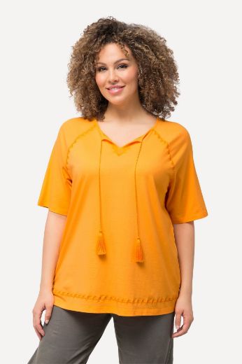 Plus size veliki brojevi Majica kratkih rukava s vezanjem na ovratniku za punije
