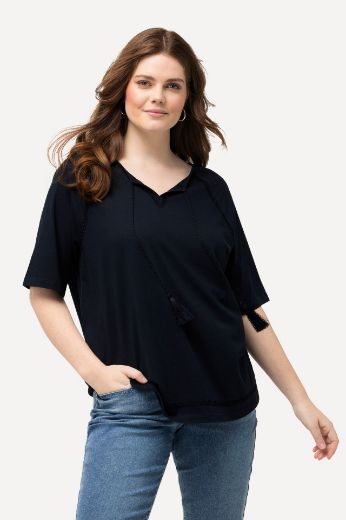 Plus size veliki brojevi Majica kratkih rukava s vezanjem na ovratniku za punije