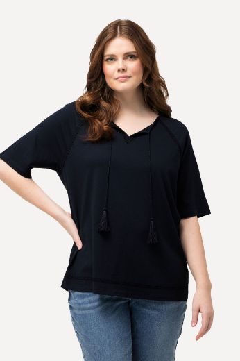 Plus size veliki brojevi Majica kratkih rukava s vezanjem na ovratniku za punije
