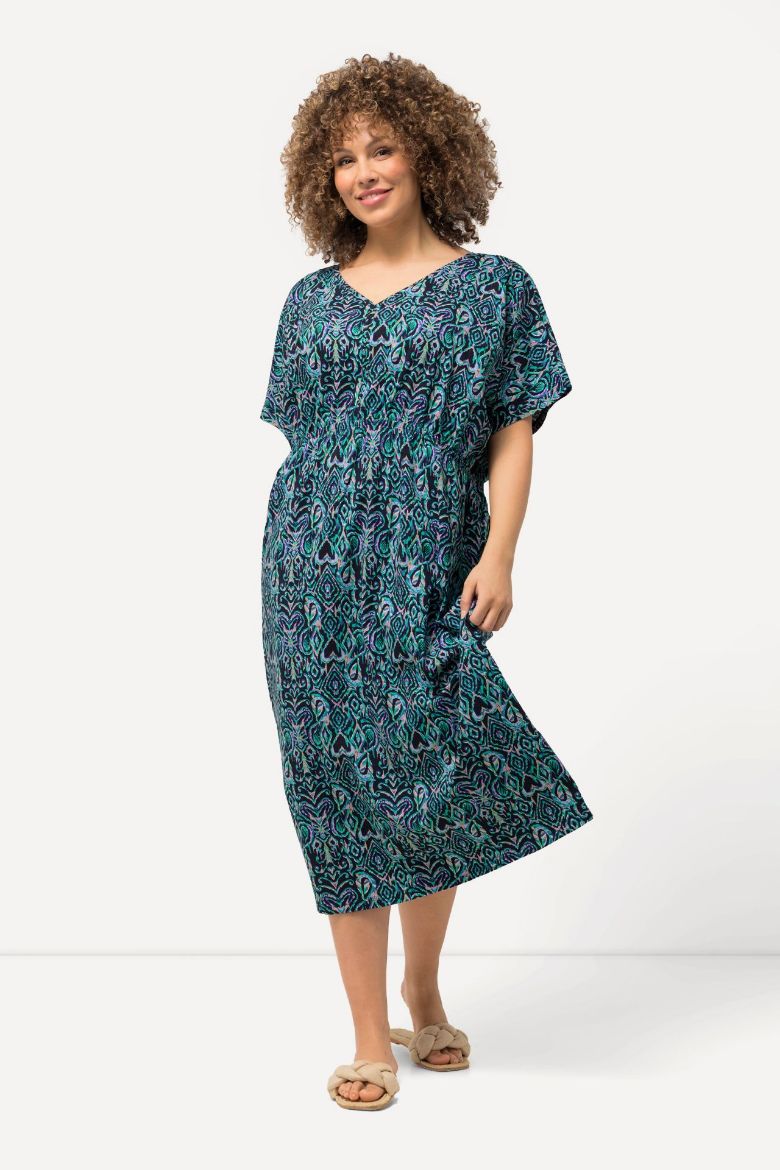 Plus size veliki brojevi Haljina Midi kratkih rukava V izrez za punije