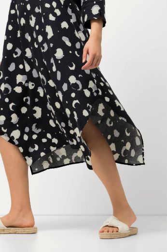 Plus size veliki brojevi Haljina lanena s 3/4 rukavima asimetričnog kroja za punije