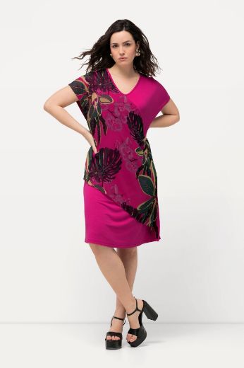 Plus size veliki brojevi Haljina V izreza spuštenih rukava za punije