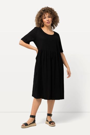 Plus size veliki brojevi Haljina kratkih rukava od mješavine lana za punije