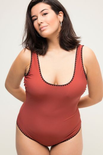 Plus size veliki brojevi Kupaći kostim jednodijelni s izvezenim obrubom za punije