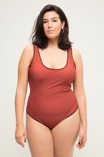 Plus size veliki brojevi Kupaći kostim jednodijelni s izvezenim obrubom za punije