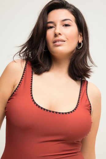 Plus size veliki brojevi Kupaći kostim jednodijelni s izvezenim obrubom za punije