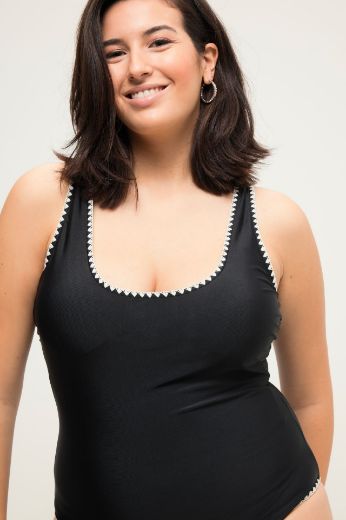 Plus size veliki brojevi Kupaći kostim jednodijelni s izvezenim obrubom za punije