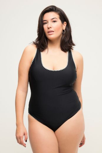 Plus size veliki brojevi Kupaći kostim jednodijelni s izvezenim obrubom za punije