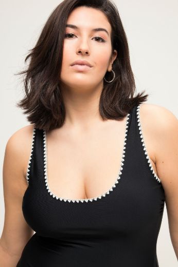 Plus size veliki brojevi Kupaći kostim jednodijelni s izvezenim obrubom za punije