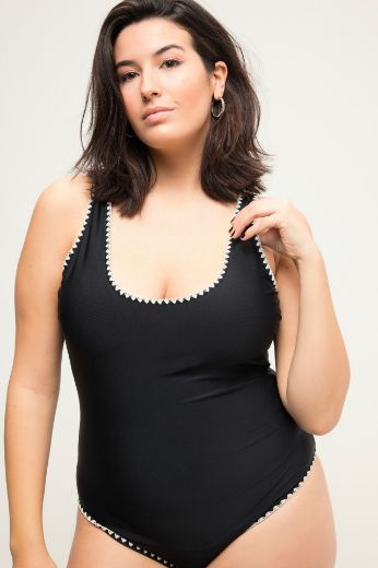 Plus size veliki brojevi Kupaći kostim jednodijelni s izvezenim obrubom za punije