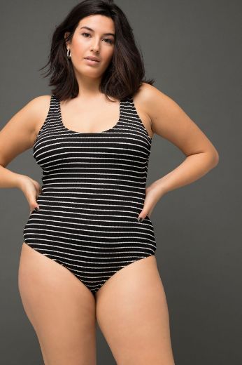 Plus size veliki brojevi Kupaći kostim jednodijelni na pruge za punije