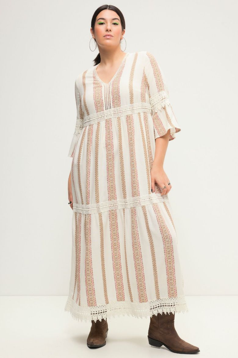 Plus size veliki brojevi Haljina Maxi 3/4 rukavi na volane za punije