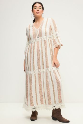 Plus size veliki brojevi Haljina Maxi 3/4 rukavi na volane za punije