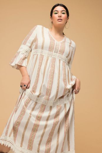 Plus size veliki brojevi Haljina Maxi 3/4 rukavi na volane za punije