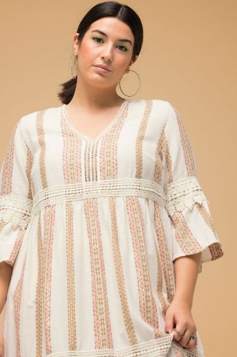 Plus size veliki brojevi Haljina Maxi 3/4 rukavi na volane za punije