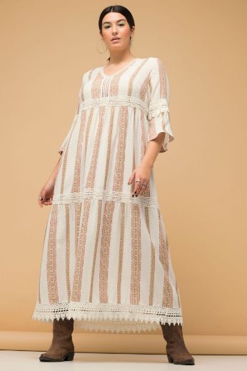 Plus size veliki brojevi Haljina Maxi 3/4 rukavi na volane za punije