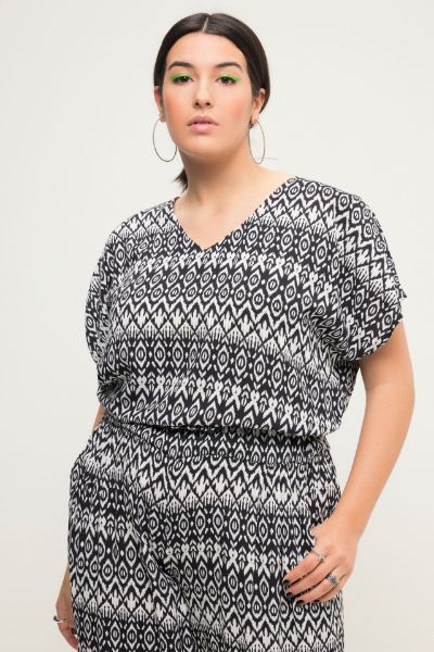 Veliki brojevi Bluza veći model, V-izrez moda za punije