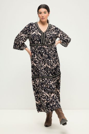 Plus size veliki brojevi Haljina 3/4 rukavi, V-izrez za punije