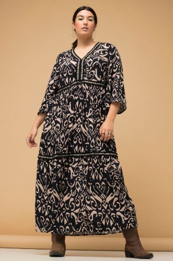 Plus size veliki brojevi Haljina 3/4 rukavi, V-izrez za punije