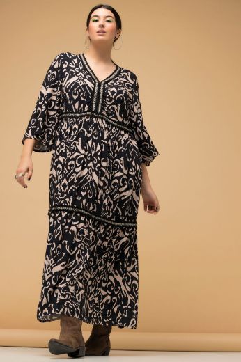 Plus size veliki brojevi Haljina 3/4 rukavi, V-izrez za punije