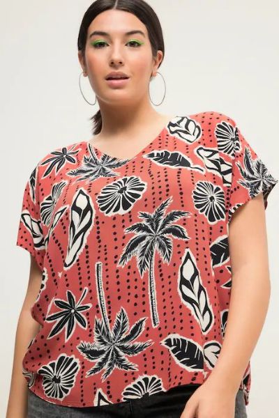 Veliki brojevi Bluza s uzorkom palme moda za punije
