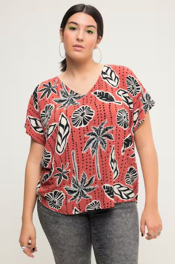 Plus size veliki brojevi Bluza s uzorkom palme za punije