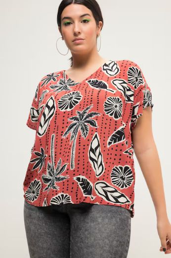 Plus size veliki brojevi Bluza s uzorkom palme za punije