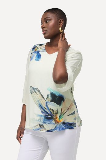 Plus size veliki brojevi Bluza s 3/4 rukavima cvijetnog uzorka za punije