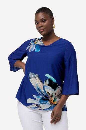 Plus size veliki brojevi Bluza s 3/4 rukavima cvijetnog uzorka za punije