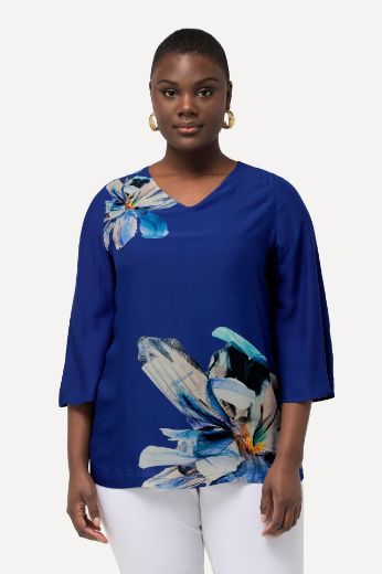 Plus size veliki brojevi Bluza s 3/4 rukavima cvijetnog uzorka za punije