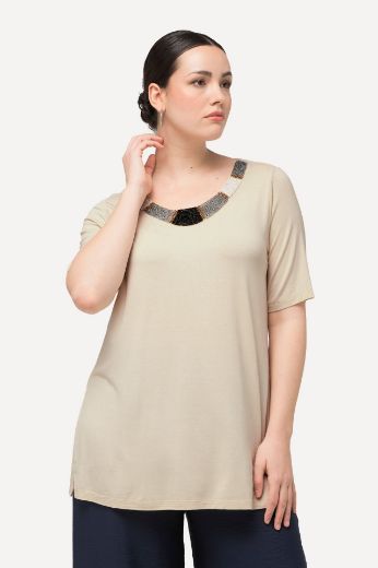 Plus size veliki brojevi Majica kratkih rukava i ukrasnim ovratnikom za punije
