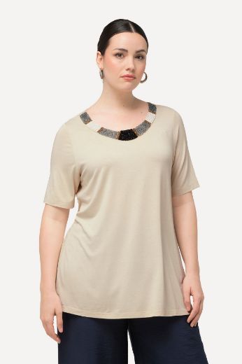 Plus size veliki brojevi Majica kratkih rukava i ukrasnim ovratnikom za punije