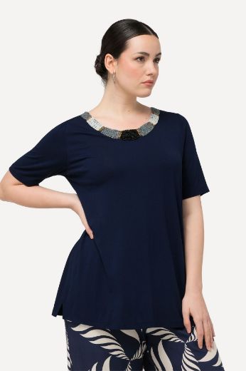Plus size veliki brojevi Majica kratkih rukava i ukrasnim ovratnikom za punije