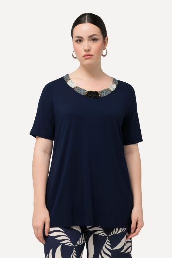 Plus size veliki brojevi Majica kratkih rukava i ukrasnim ovratnikom za punije