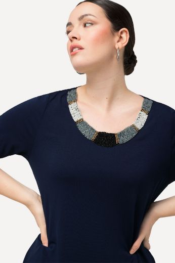 Plus size veliki brojevi Majica kratkih rukava i ukrasnim ovratnikom za punije