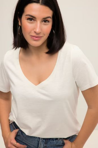 Plus size veliki brojevi Majica V ovratnika za punije