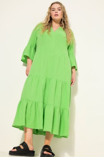 Plus size veliki brojevi Haljina 3/4 rukavi A kroja duži model za punije