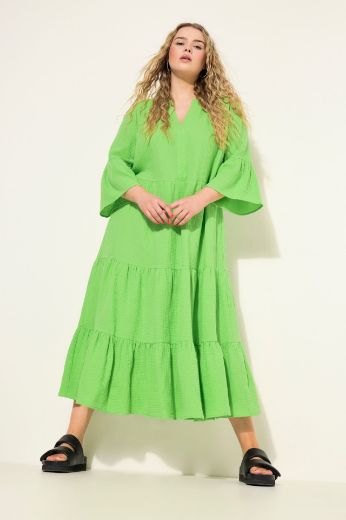 Plus size veliki brojevi Haljina 3/4 rukavi A kroja duži model za punije