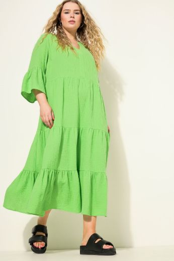 Plus size veliki brojevi Haljina 3/4 rukavi A kroja duži model za punije