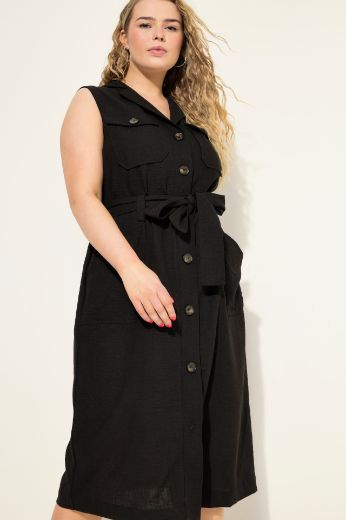 Plus size veliki brojevi Haljina bez rukava s pojason na vezanje za punije