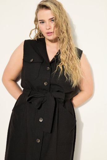 Plus size veliki brojevi Haljina bez rukava s pojason na vezanje za punije