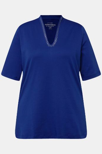 Plus size veliki brojevi Majica s ukrasima na ovratniku kratki rukavi za punije