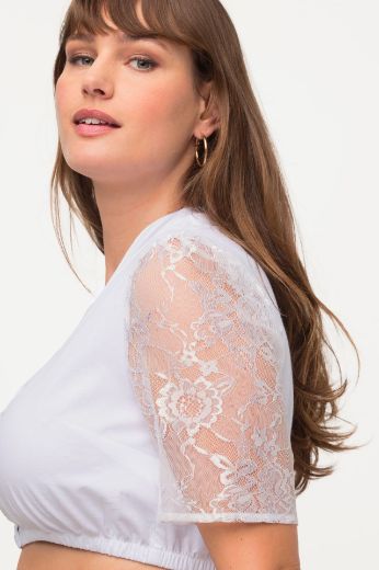 Plus size veliki brojevi Bluza kratkih rukava s dodatkom čipke za punije