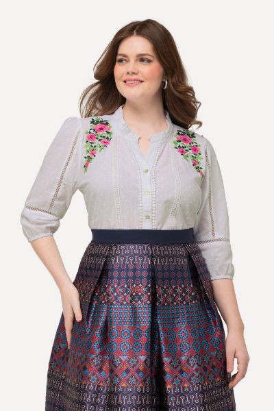 Veliki brojevi Bluza s 3/4 rukavima i cvijetnim uzorkom moda za punije
